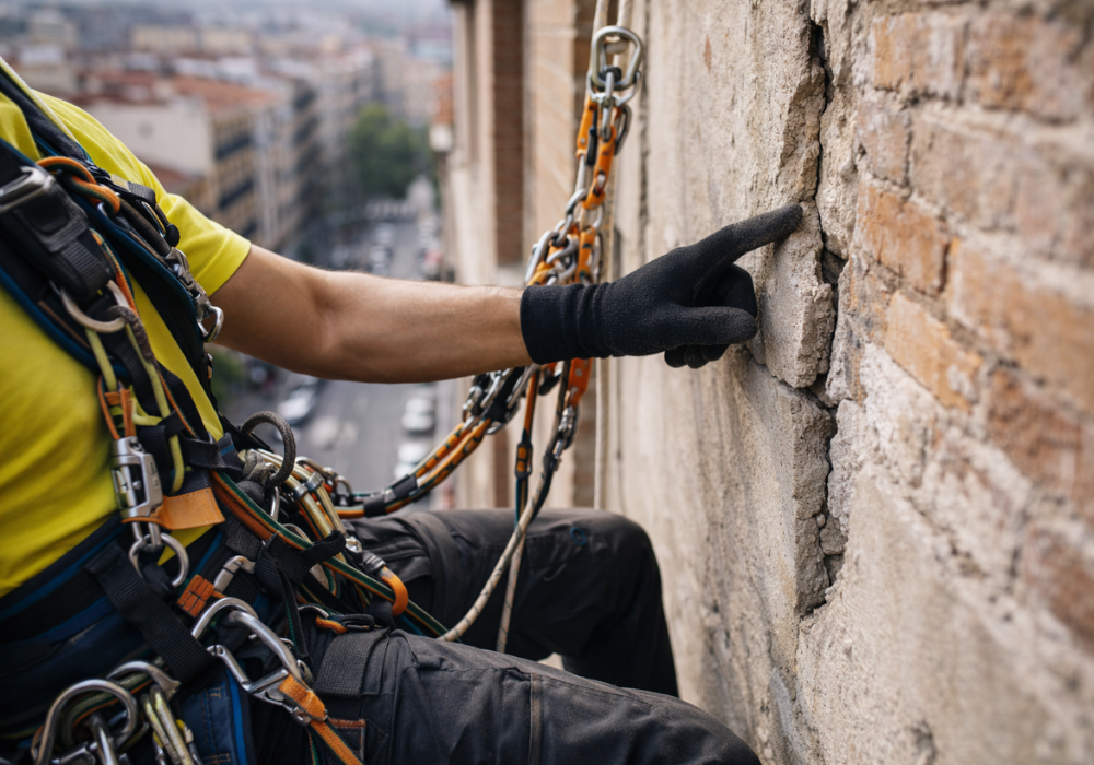 inspección visual de fachadas en altura