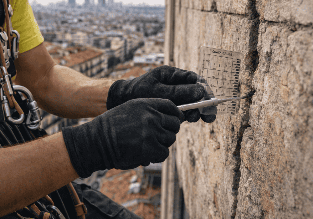 evaluación técnica de daños en fachadas altas